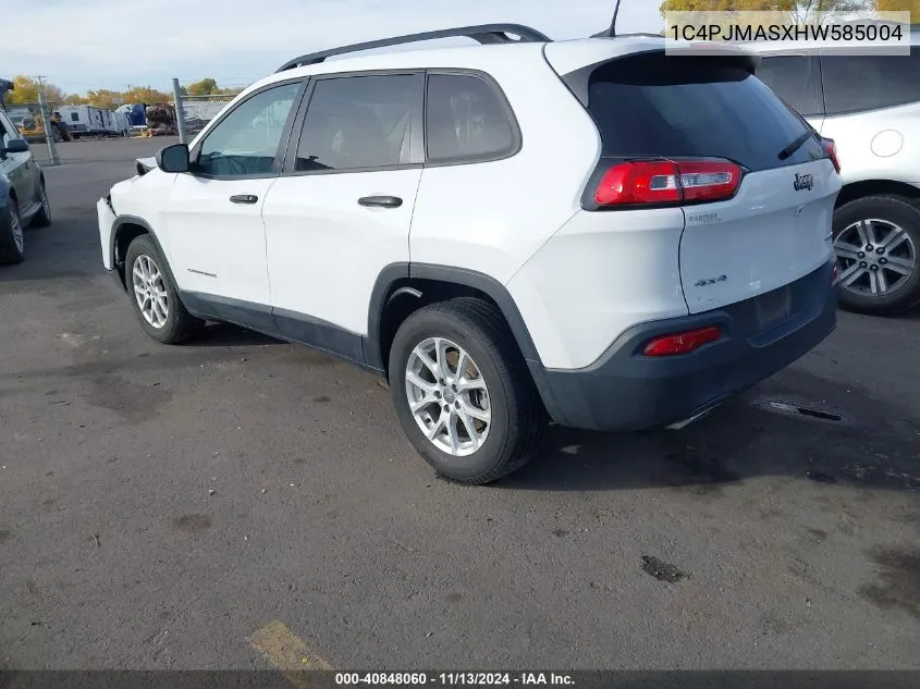 2017 Jeep Cherokee Sport 4X4 VIN: 1C4PJMASXHW585004 Lot: 40848060