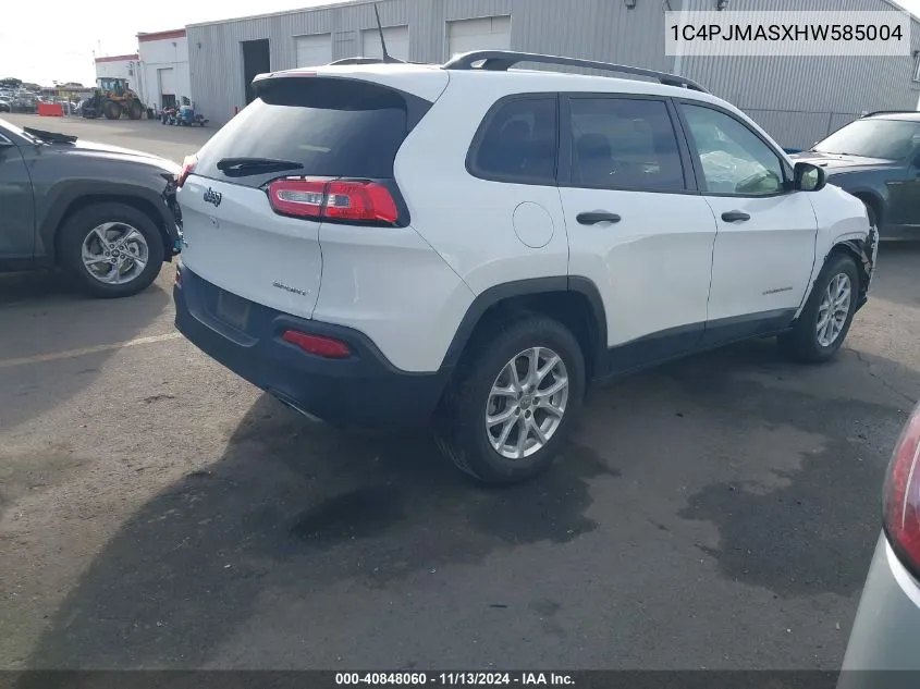 2017 Jeep Cherokee Sport 4X4 VIN: 1C4PJMASXHW585004 Lot: 40848060