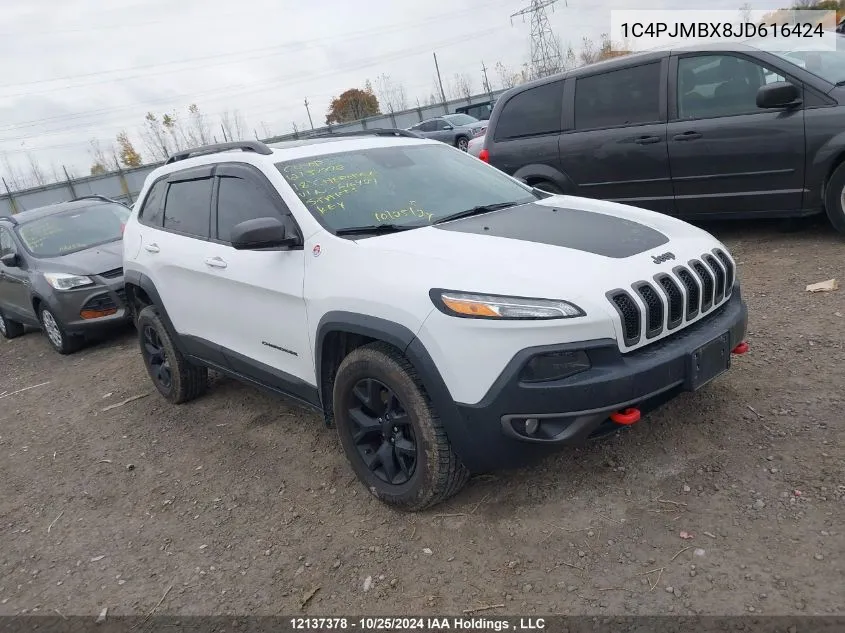 2018 Jeep Cherokee Trailhawk VIN: 1C4PJMBX8JD616424 Lot: 12137378