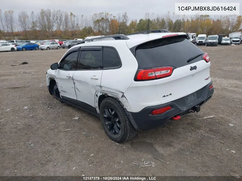 2018 Jeep Cherokee Trailhawk VIN: 1C4PJMBX8JD616424 Lot: 12137378