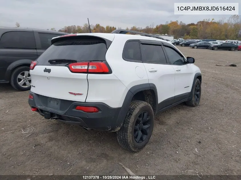 2018 Jeep Cherokee Trailhawk VIN: 1C4PJMBX8JD616424 Lot: 12137378