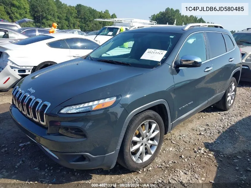 2018 Jeep Cherokee Limited Fwd VIN: 1C4PJLDB6JD580485 Lot: 40213315