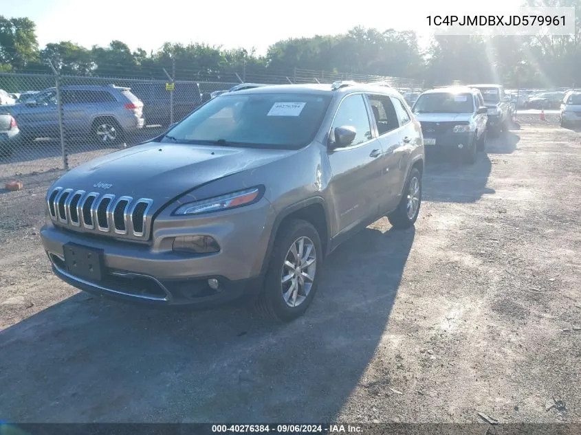 2018 Jeep Cherokee Limited VIN: 1C4PJMDBXJD579961 Lot: 40276384