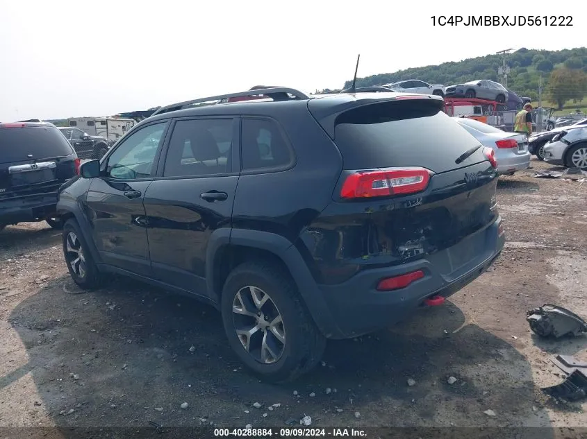 2018 Jeep Cherokee Trailhawk 4X4 VIN: 1C4PJMBBXJD561222 Lot: 40288884