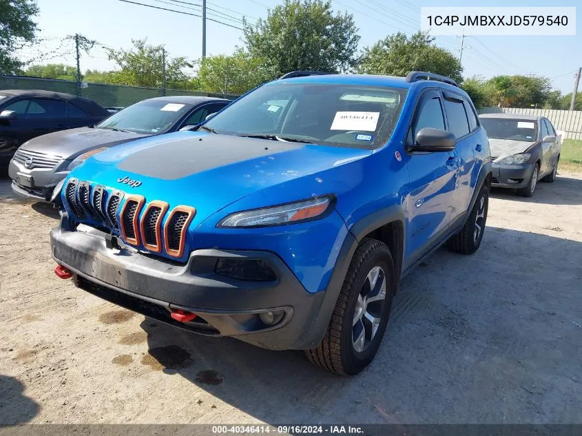 2018 Jeep Cherokee Trailhawk 4X4 VIN: 1C4PJMBXXJD579540 Lot: 40346414