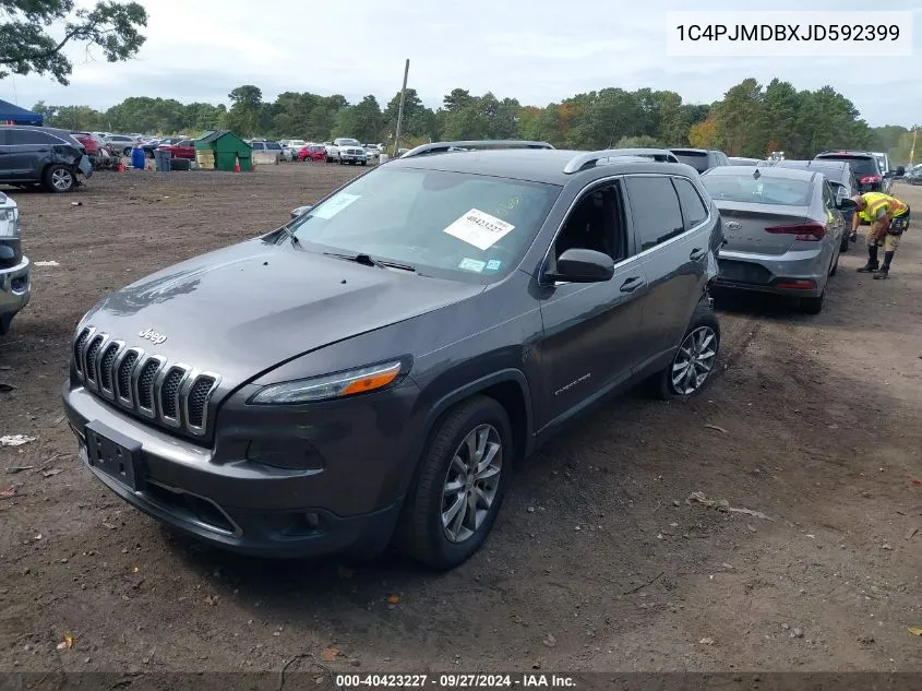 2018 Jeep Cherokee Limited 4X4 VIN: 1C4PJMDBXJD592399 Lot: 40423227