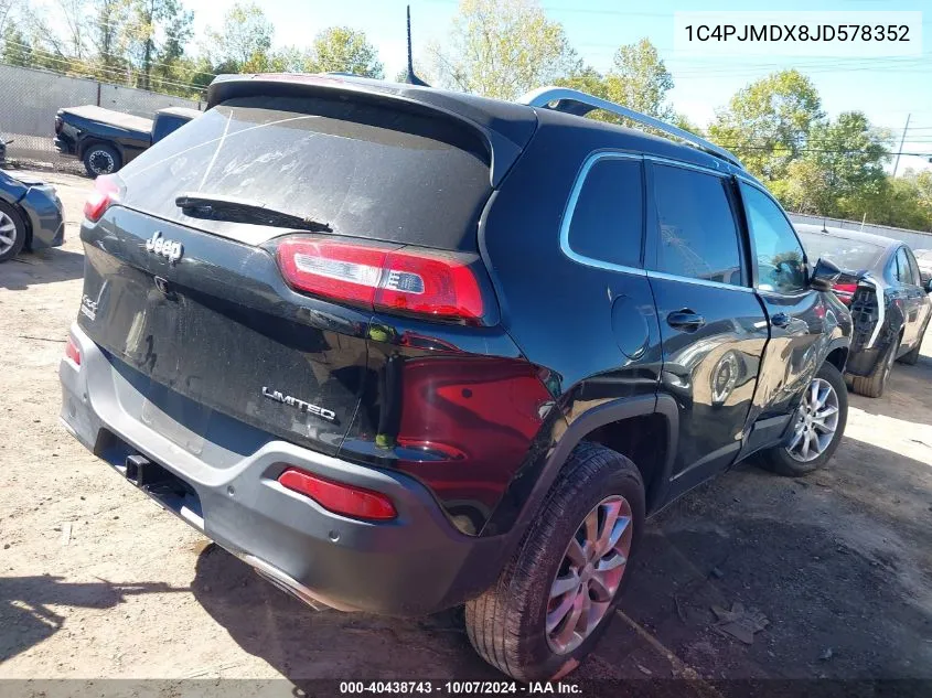 2018 Jeep Cherokee Limited 4X4 VIN: 1C4PJMDX8JD578352 Lot: 40438743