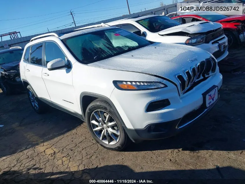 2018 Jeep Cherokee Limited 4X4 VIN: 1C4PJMDB8JD526742 Lot: 40864446