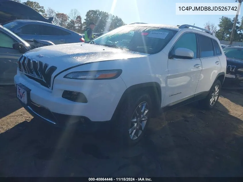 2018 Jeep Cherokee Limited 4X4 VIN: 1C4PJMDB8JD526742 Lot: 40864446