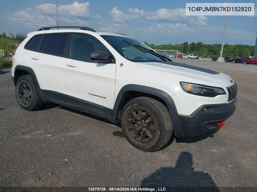 2019 Jeep Cherokee Trailhawk VIN: 1C4PJMBN7KD152820 Lot: 12070728