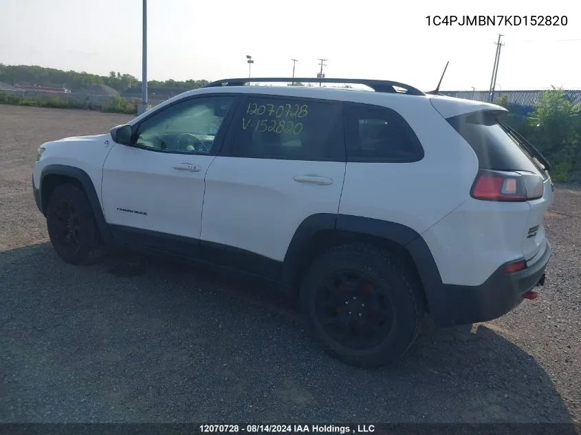 2019 Jeep Cherokee Trailhawk VIN: 1C4PJMBN7KD152820 Lot: 12070728