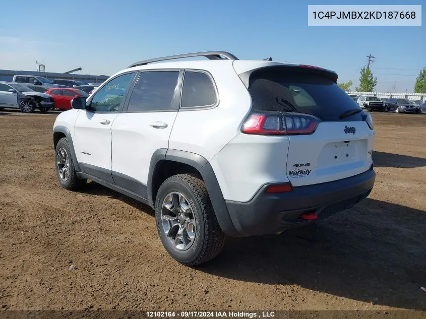 1C4PJMBX2KD187668 2019 Jeep Cherokee Trailhawk