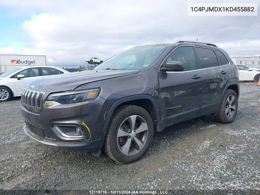 2019 Jeep Cherokee Limited VIN: 1C4PJMDX1KD455882 Lot: 12119716