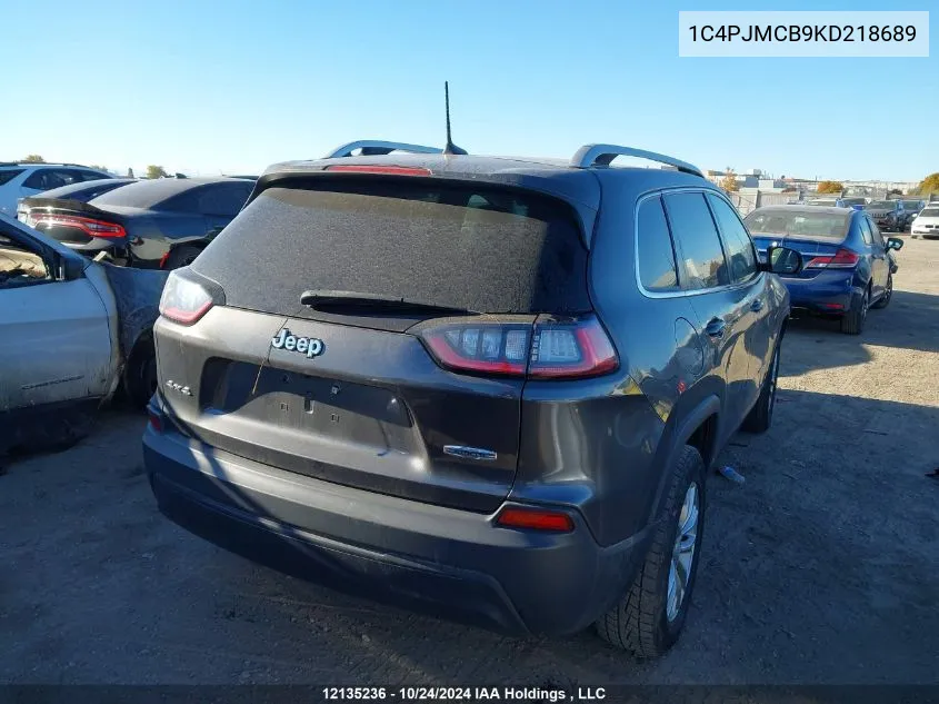 2019 Jeep Cherokee Latitude VIN: 1C4PJMCB9KD218689 Lot: 12135236