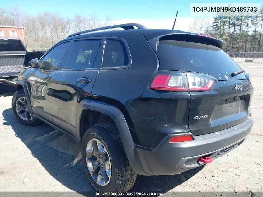 2019 Jeep Cherokee Trailhawk 4X4 VIN: 1C4PJMBN9KD489733 Lot: 39190039