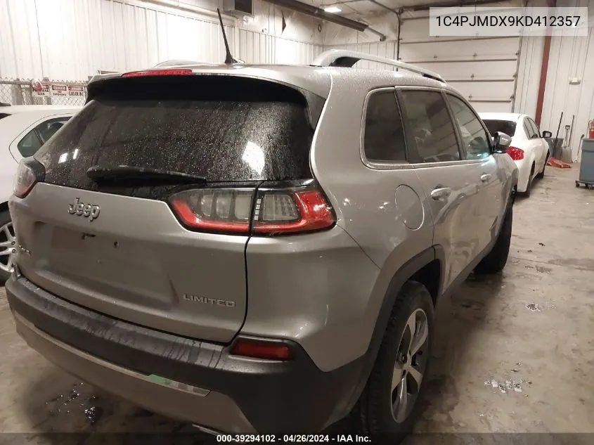 2019 Jeep Cherokee Limited 4X4 VIN: 1C4PJMDX9KD412357 Lot: 39294102