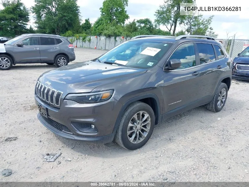 2019 Jeep Cherokee Latitude Plus Fwd VIN: 1C4PJLLB1KD366281 Lot: 39562781