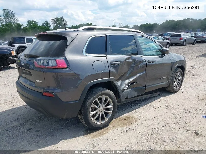 2019 Jeep Cherokee Latitude Plus Fwd VIN: 1C4PJLLB1KD366281 Lot: 39562781