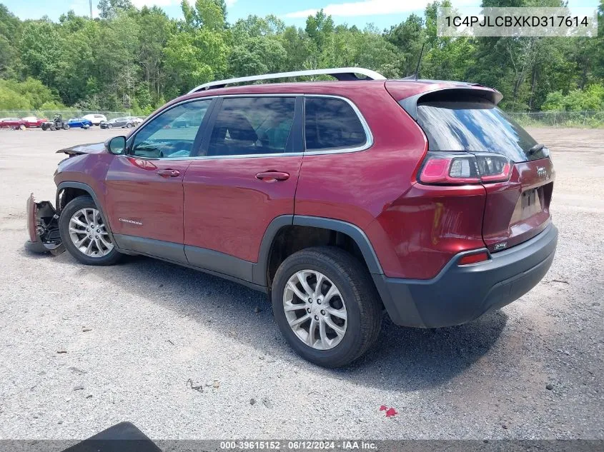 2019 Jeep Cherokee Latitude Fwd VIN: 1C4PJLCBXKD317614 Lot: 39615152