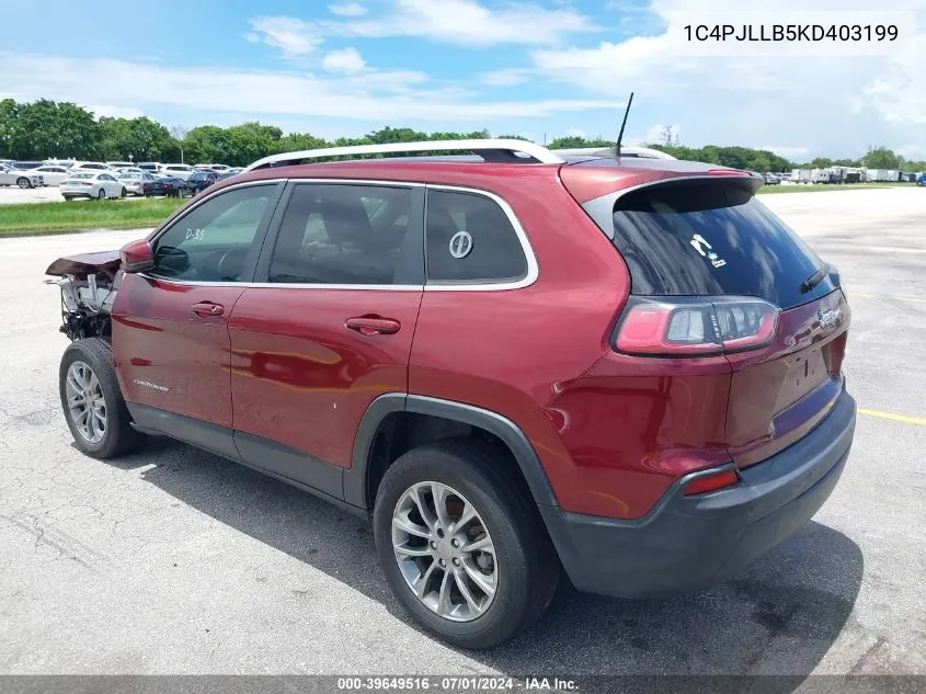 2019 Jeep Cherokee Latitude Plus Fwd VIN: 1C4PJLLB5KD403199 Lot: 39649516