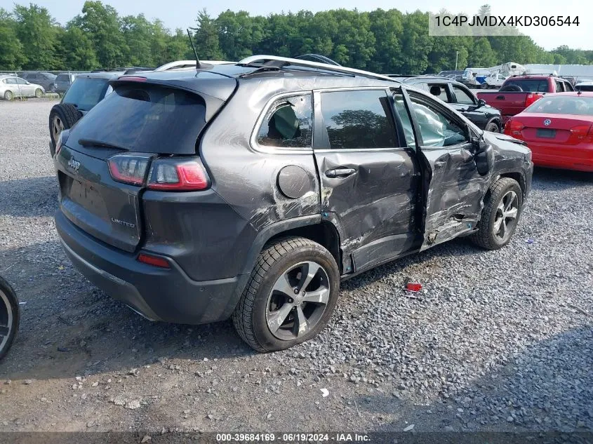 2019 Jeep Cherokee Limited 4X4 VIN: 1C4PJMDX4KD306544 Lot: 39684169