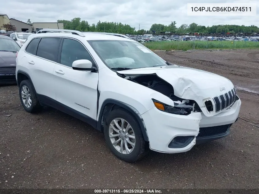 2019 Jeep Cherokee Latitude Fwd VIN: 1C4PJLCB6KD474511 Lot: 39713115