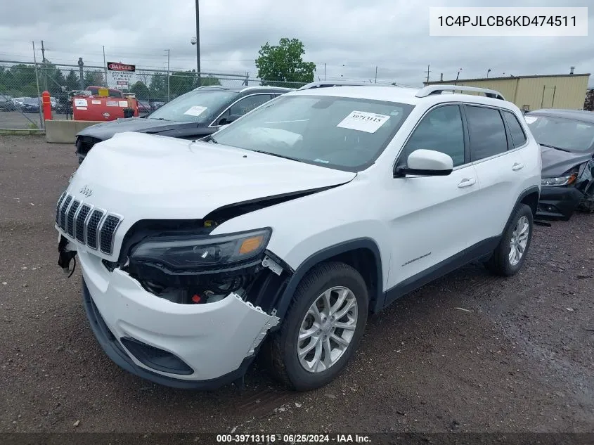 2019 Jeep Cherokee Latitude Fwd VIN: 1C4PJLCB6KD474511 Lot: 39713115