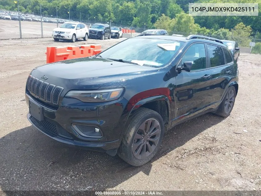 2019 Jeep Cherokee High Altitude 4X4 VIN: 1C4PJMDX9KD425111 Lot: 39808005