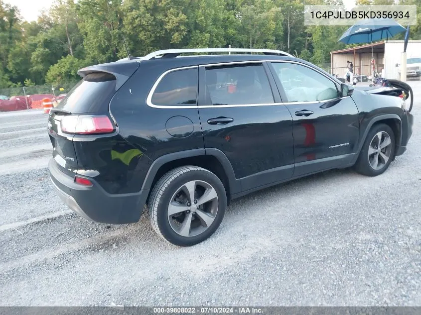 2019 Jeep Cherokee Limited Fwd VIN: 1C4PJLDB5KD356934 Lot: 39808022