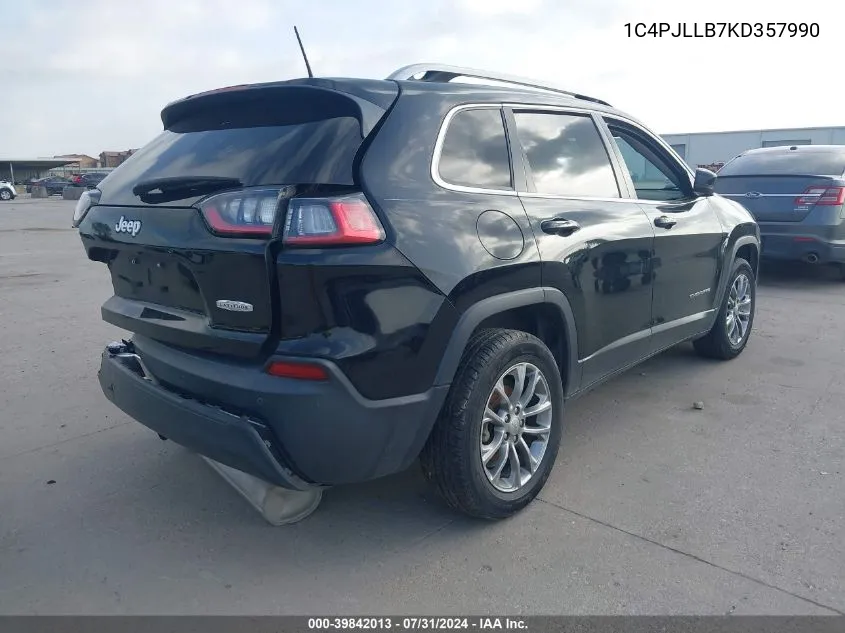 2019 Jeep Cherokee Latitude Plus Fwd VIN: 1C4PJLLB7KD357990 Lot: 39842013