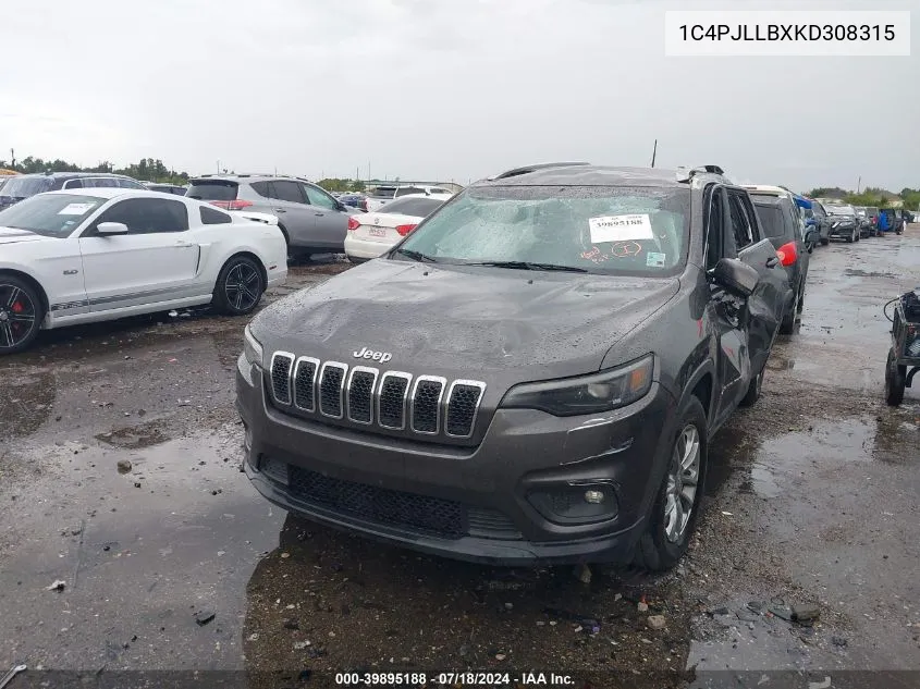 2019 Jeep Cherokee Latitude Plus Fwd VIN: 1C4PJLLBXKD308315 Lot: 39895188