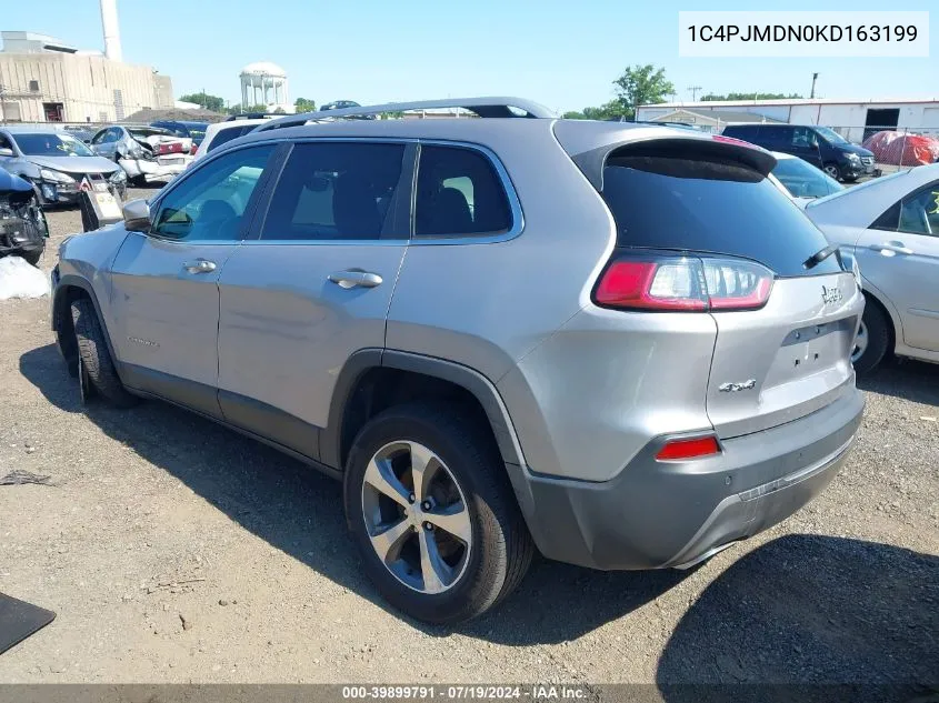 2019 Jeep Cherokee Limited 4X4 VIN: 1C4PJMDN0KD163199 Lot: 39899791