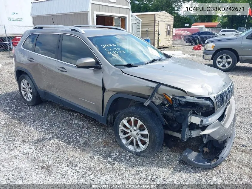 2019 Jeep Cherokee Latitude Fwd VIN: 1C4PJLCB8KD242671 Lot: 39933349