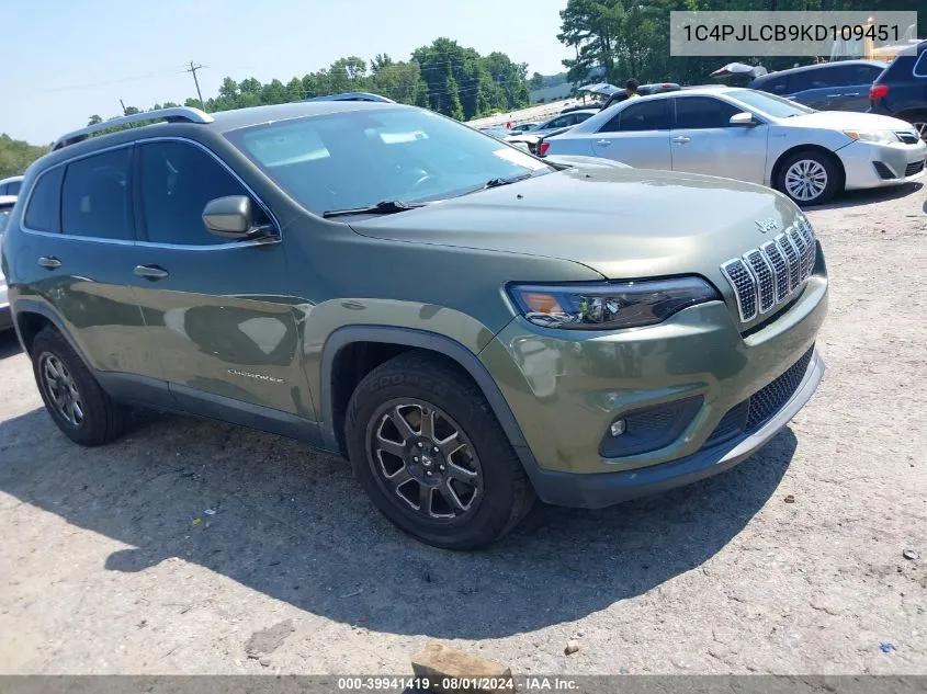 2019 Jeep Cherokee Latitude Fwd VIN: 1C4PJLCB9KD109451 Lot: 39941419