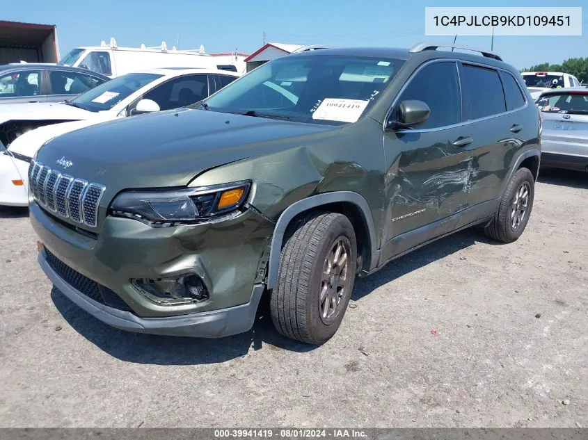 2019 Jeep Cherokee Latitude Fwd VIN: 1C4PJLCB9KD109451 Lot: 39941419