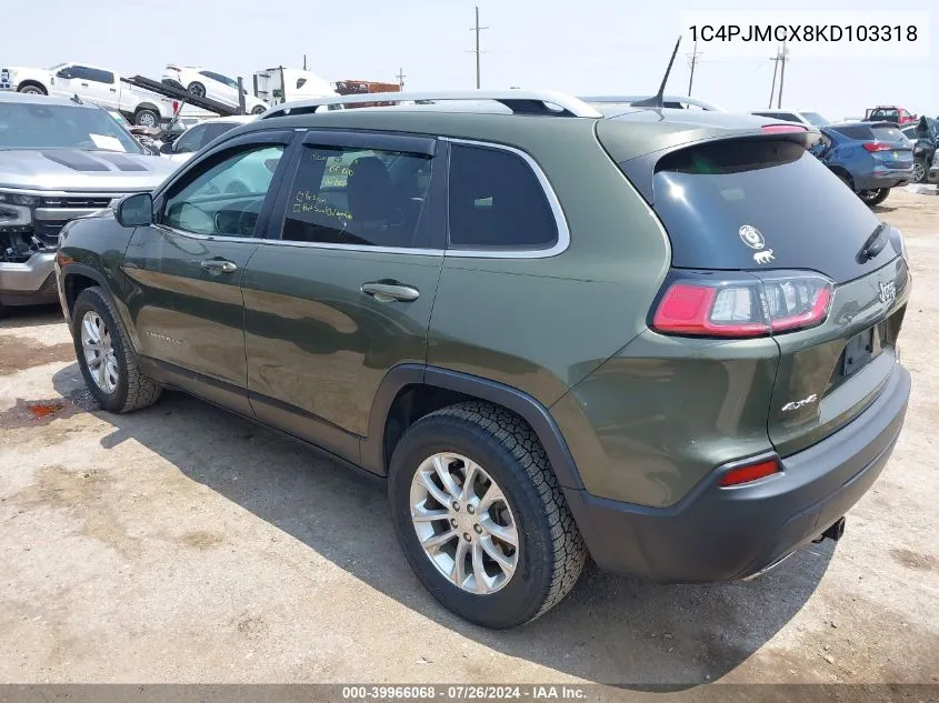 2019 Jeep Cherokee Latitude 4X4 VIN: 1C4PJMCX8KD103318 Lot: 39966068