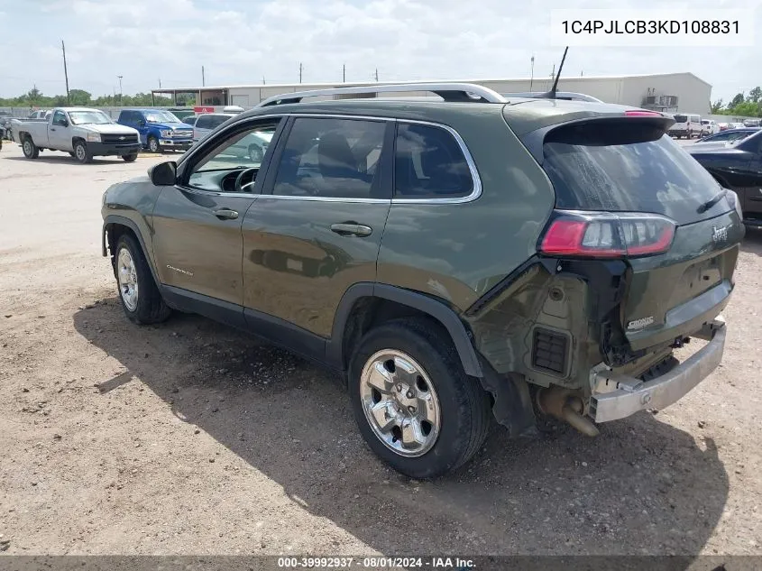 1C4PJLCB3KD108831 2019 Jeep Cherokee Latitude Fwd