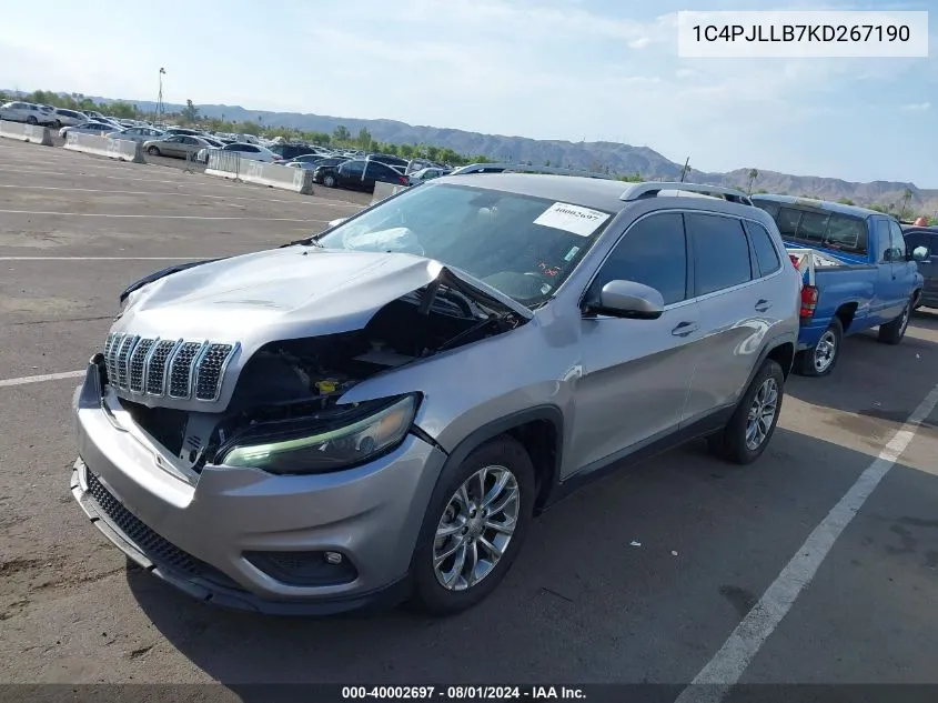 1C4PJLLB7KD267190 2019 Jeep Cherokee Latitude Plus Fwd