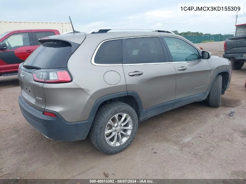 2019 Jeep Cherokee Latitude 4X4 VIN: 1C4PJMCX3KD155309 Lot: 40013392