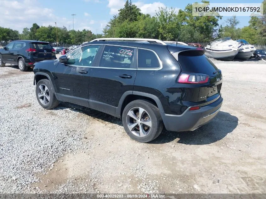 1C4PJMDN0KD167592 2019 Jeep Cherokee Limited 4X4