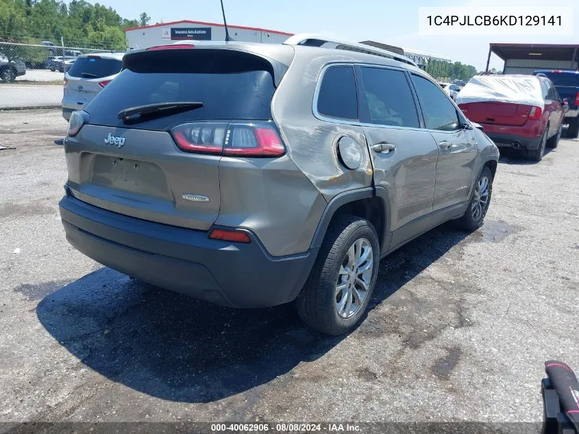 2019 Jeep Cherokee Latitude Fwd VIN: 1C4PJLCB6KD129141 Lot: 40062906