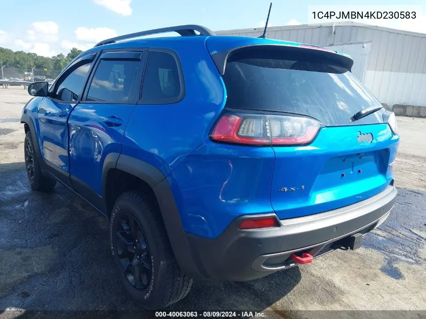 2019 Jeep Cherokee Trailhawk 4X4 VIN: 1C4PJMBN4KD230583 Lot: 40063063