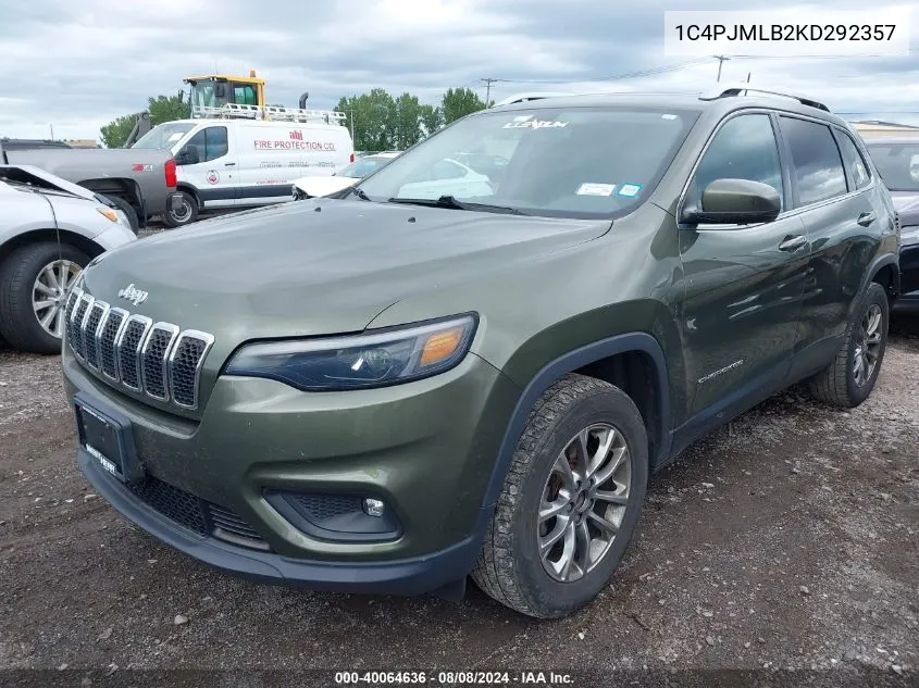 1C4PJMLB2KD292357 2019 Jeep Cherokee Latitude Plus 4X4