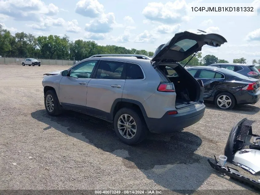 2019 Jeep Cherokee Latitude Plus 4X4 VIN: 1C4PJMLB1KD181332 Lot: 40073249