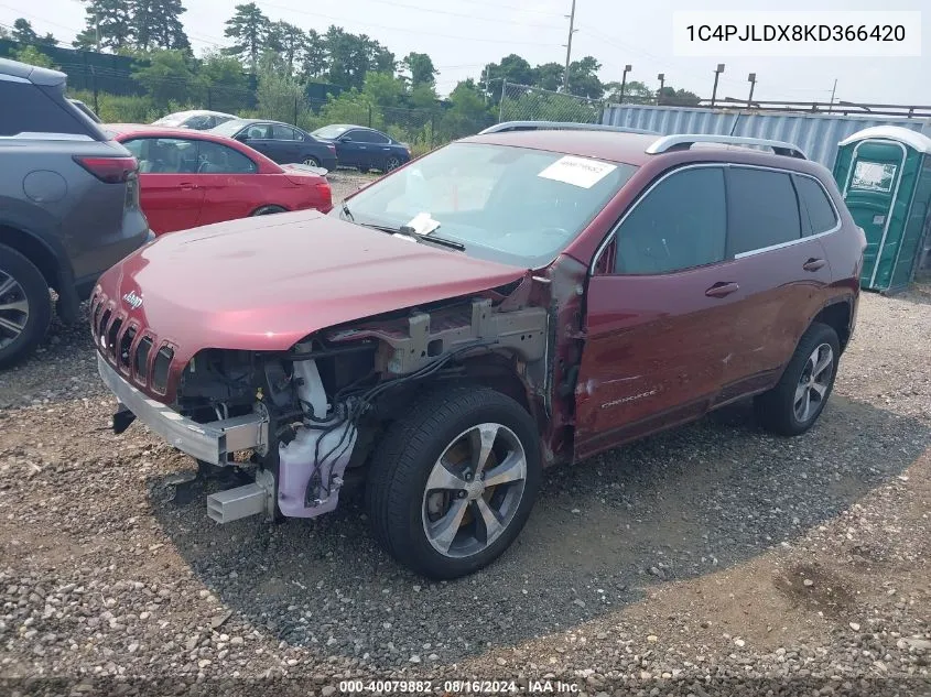 1C4PJLDX8KD366420 2019 Jeep Cherokee Limited Fwd