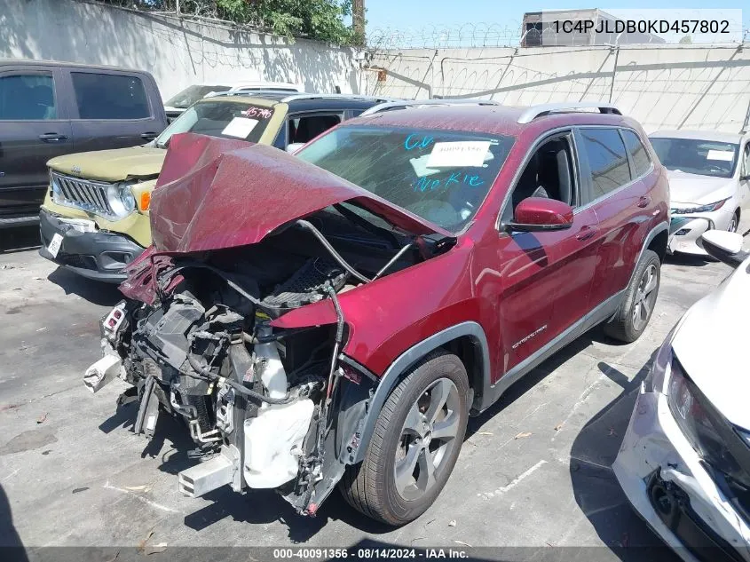 1C4PJLDB0KD457802 2019 Jeep Cherokee Limited Fwd