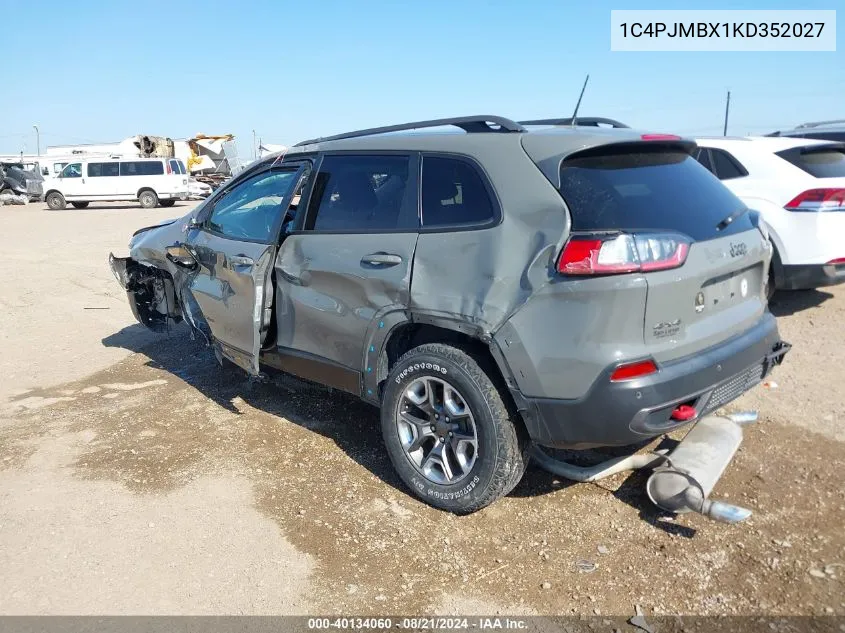 2019 Jeep Cherokee Trailhawk 4X4 VIN: 1C4PJMBX1KD352027 Lot: 40134060