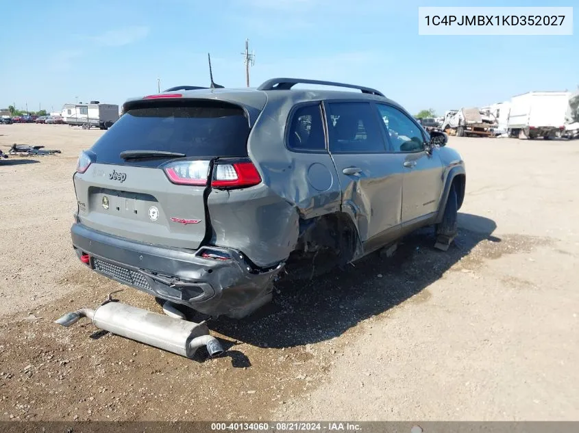 2019 Jeep Cherokee Trailhawk 4X4 VIN: 1C4PJMBX1KD352027 Lot: 40134060