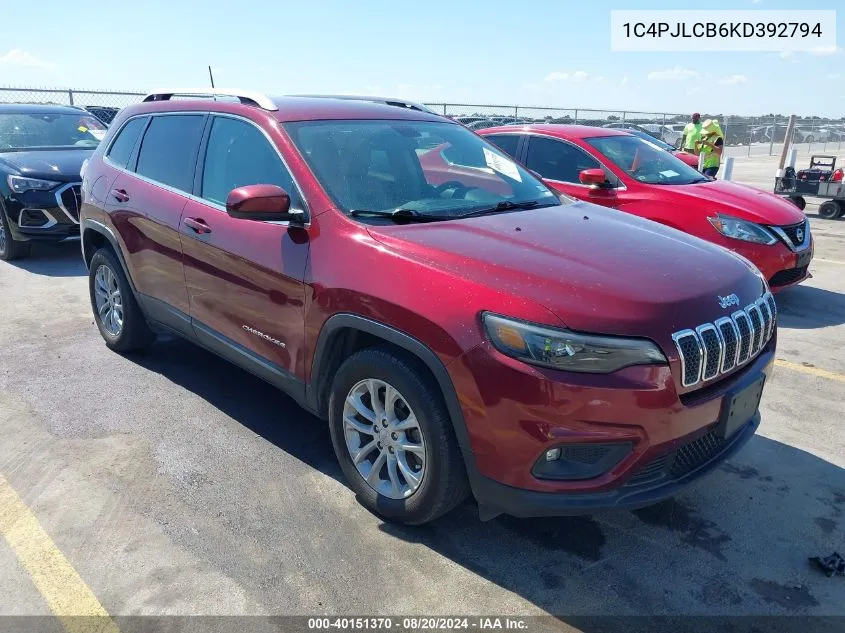 1C4PJLCB6KD392794 2019 Jeep Cherokee Latitude Fwd