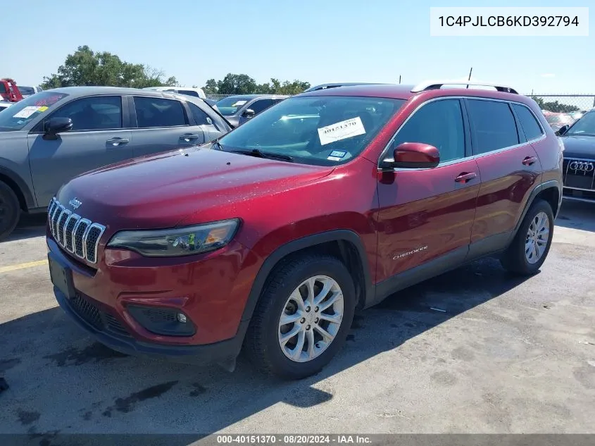 1C4PJLCB6KD392794 2019 Jeep Cherokee Latitude Fwd